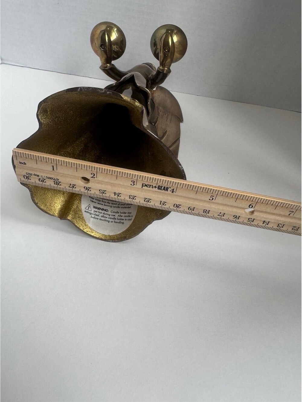 Vintage Christmas 1970s Brass Angel Candle Holder — Extended Wings 12.5” Large - Picture 11 of 12